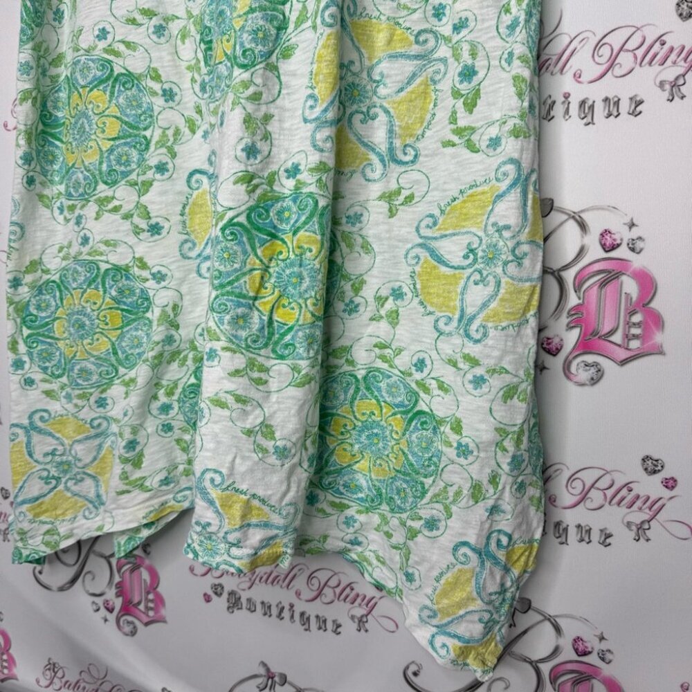 Fresh produce top asymmetrical fairy hem bottom paisley boho neon blue green - Picture 3 of 12